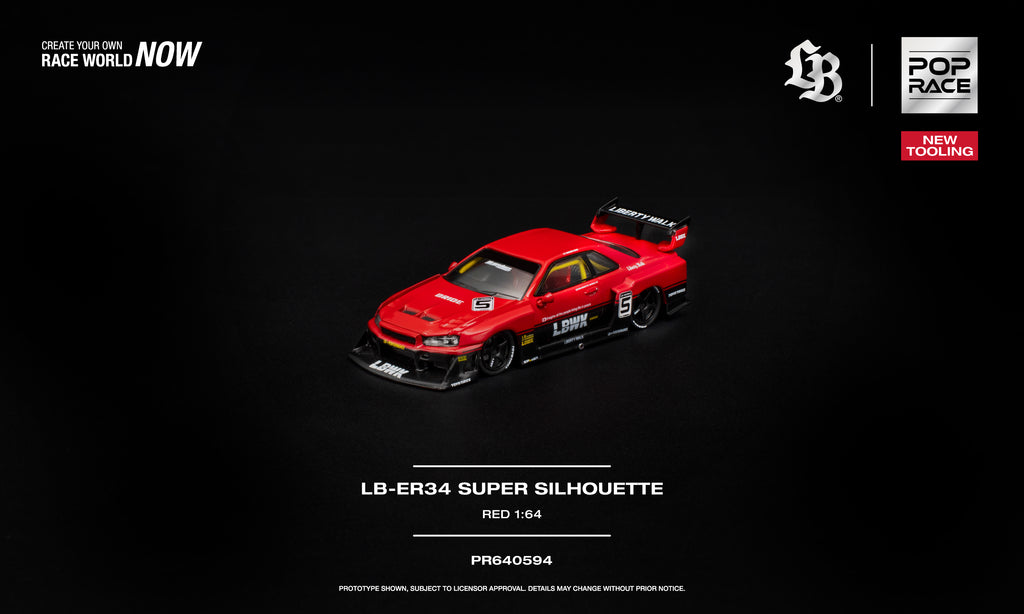 (Preorder) Pop Race 1:64 LB-ER34 Super Silhouette Red PR640594
