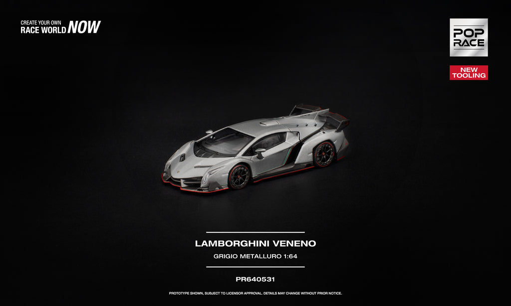 (Preorder) Pop Race 1:64 Lamborghini Veneno Grigio Metalluro PR640531