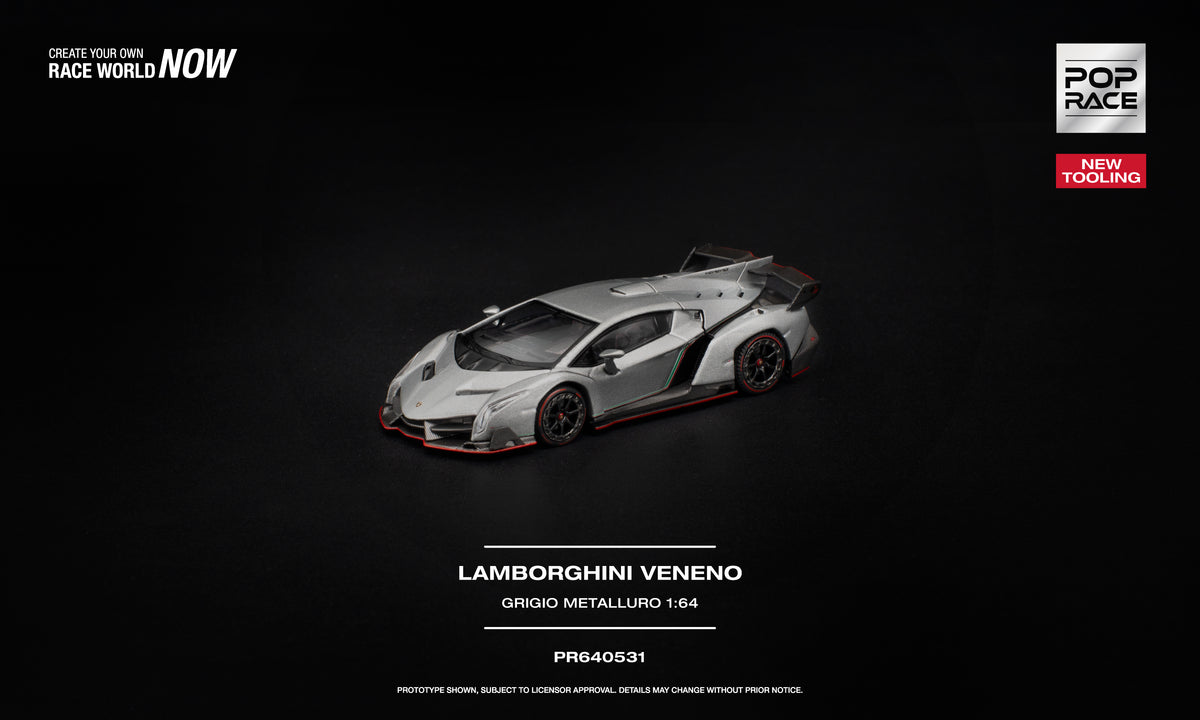 (Preorder) Pop Race 1:64 Lamborghini Veneno Grigio Metalluro PR640531