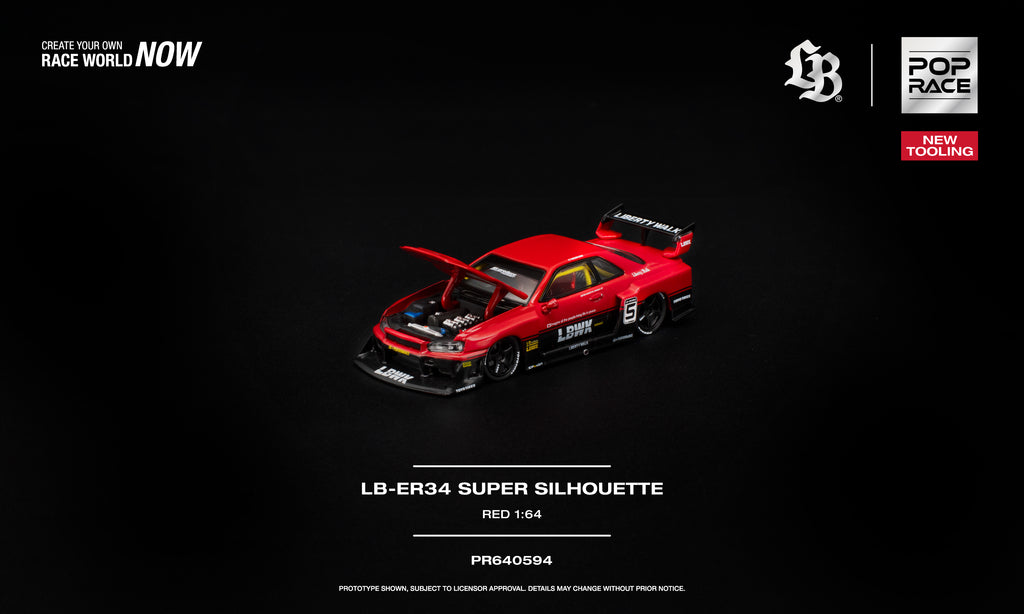 (Preorder) Pop Race 1:64 LB-ER34 Super Silhouette Red PR640594