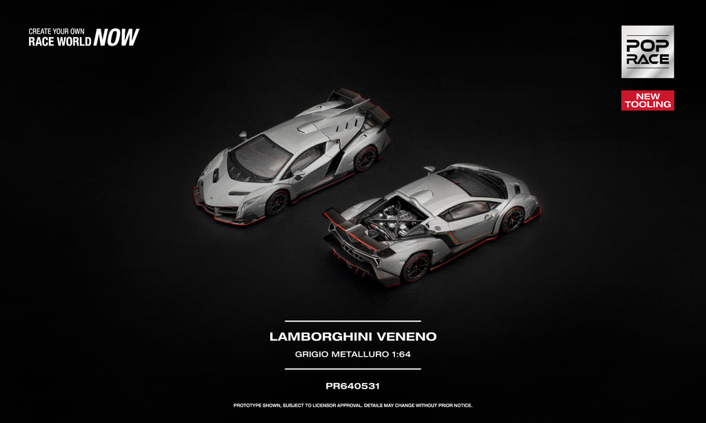 (Preorder) Pop Race 1:64 Lamborghini Veneno Grigio Metalluro PR640531