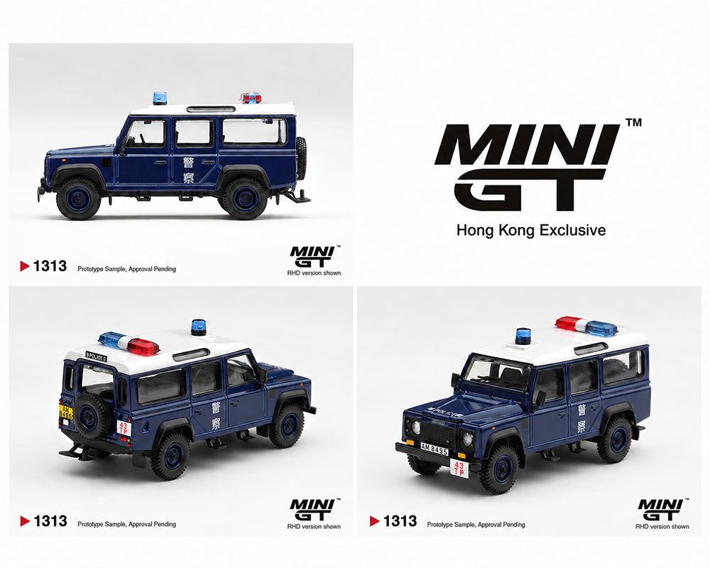 (Preorder) Mini GT 1:64 Land Rover Defender 110 Royal HK Police Tai Po District – Blue – Hong Kong Exclusive #1313