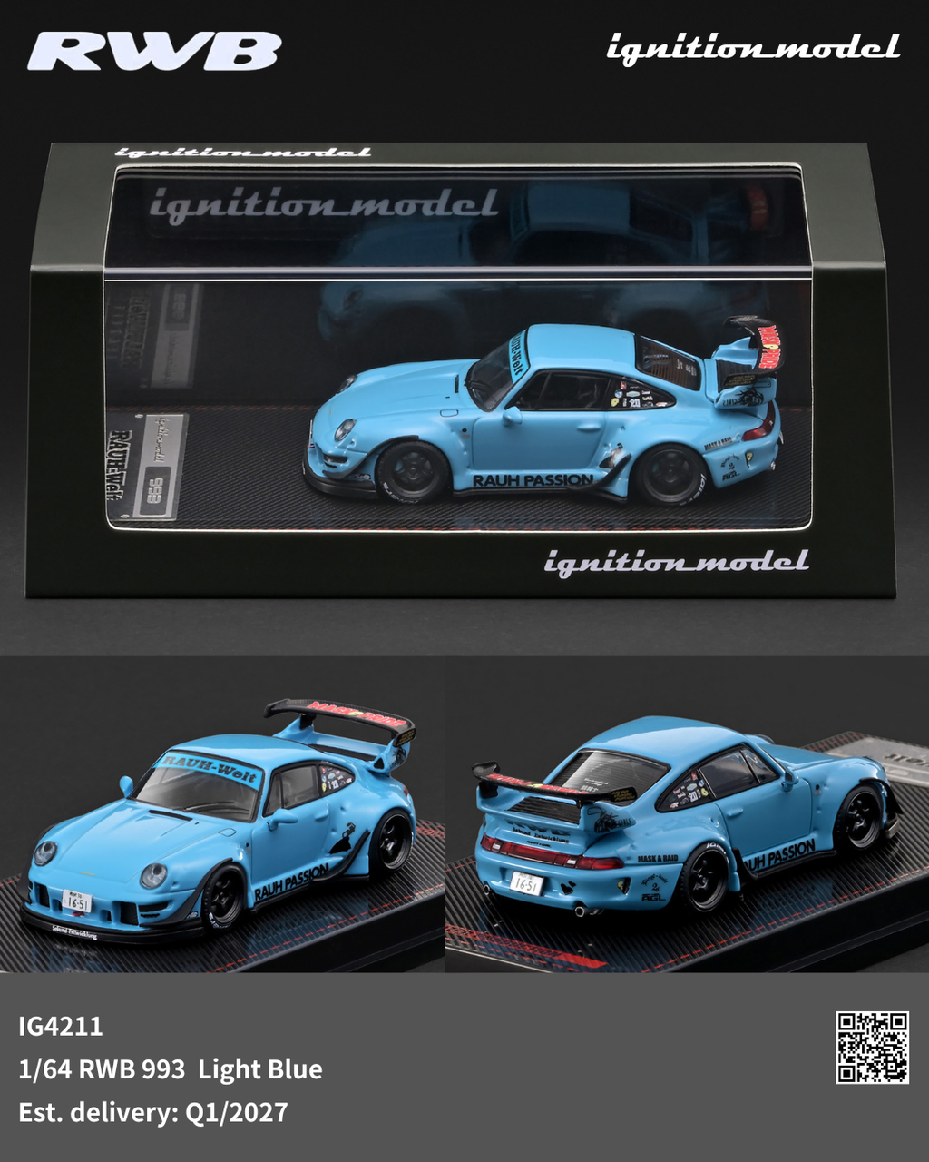 (Preorder) Ignition Model 1:64 Rauh-Welt Begriff RWB 993 – Light Blue