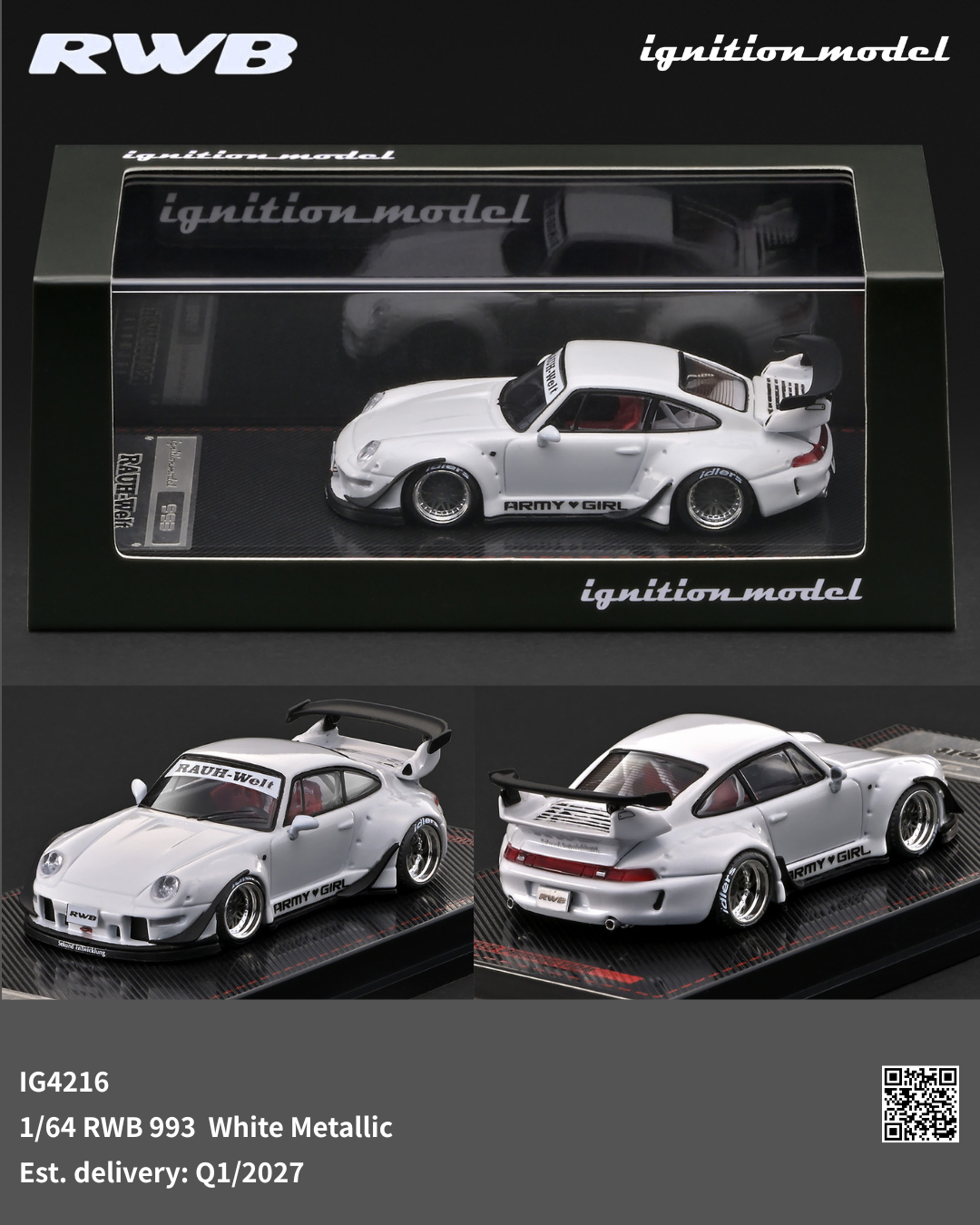 (Preorder) Ignition Model 1:64 Rauh-Welt Begriff RWB 993 – White Metallic