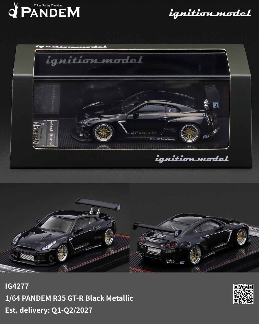(Preorder) Ignition Model 1/64 PANDEM R35 GT-R Black Metallic IG4277