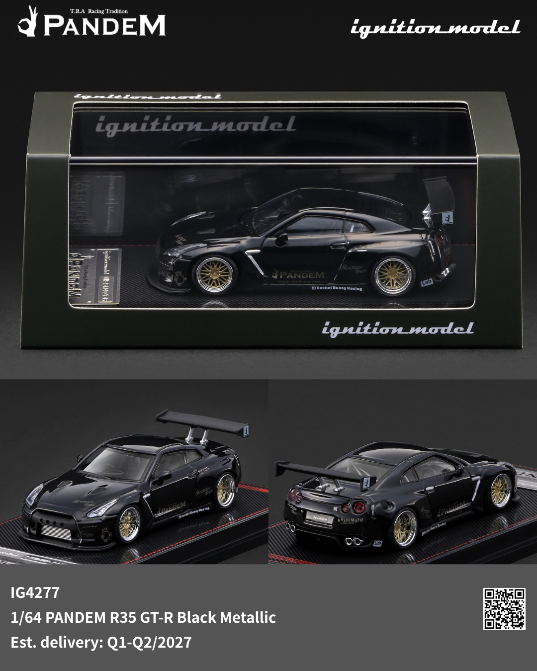 (Preorder) Ignition Model 1/64 PANDEM R35 GT-R Black Metallic IG4277
