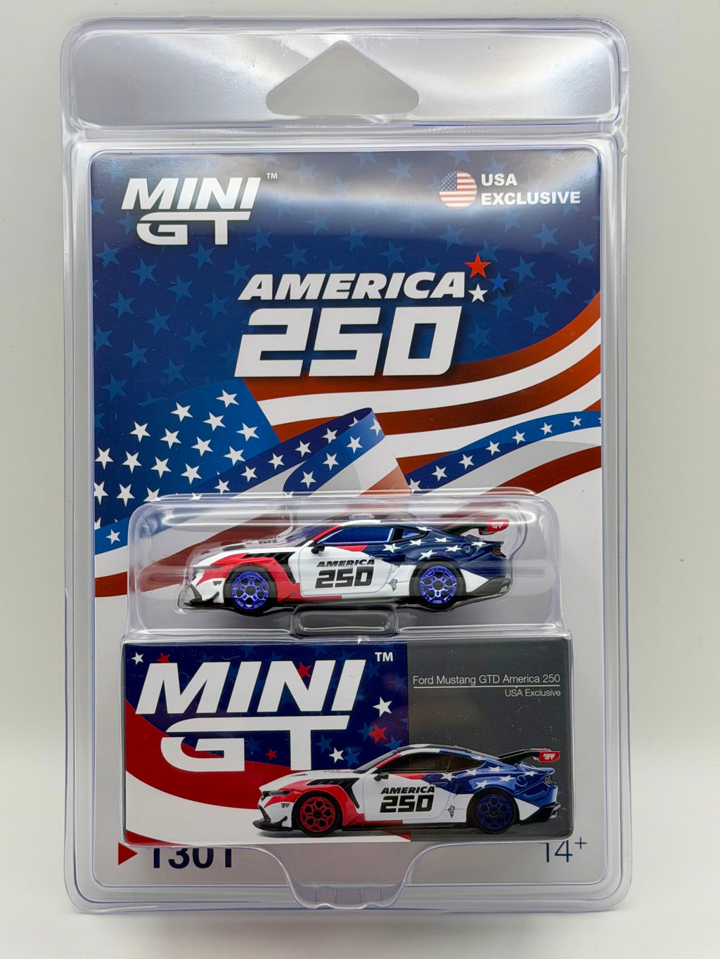 CHASE! Mini GT 1:64 Ford Mustang GTD America 250 USA Exclusive LHD #1301 – Mijo Exclusives.