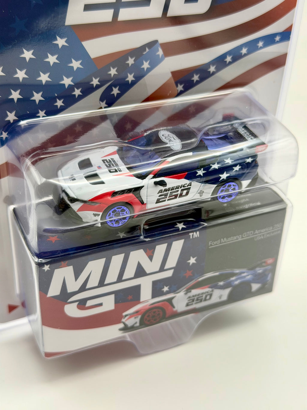 CHASE! Mini GT 1:64 Ford Mustang GTD America 250 USA Exclusive LHD #1301 – Mijo Exclusives.