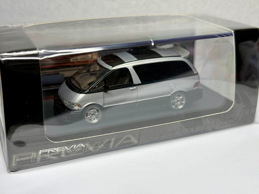MORTAL 1/64 Toyota Previa Silver/Gray Dual Tone Diecast