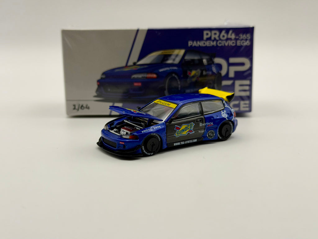 Pop Race 1:64 Honda Civic EG6 Pandem – Blue Sunoco