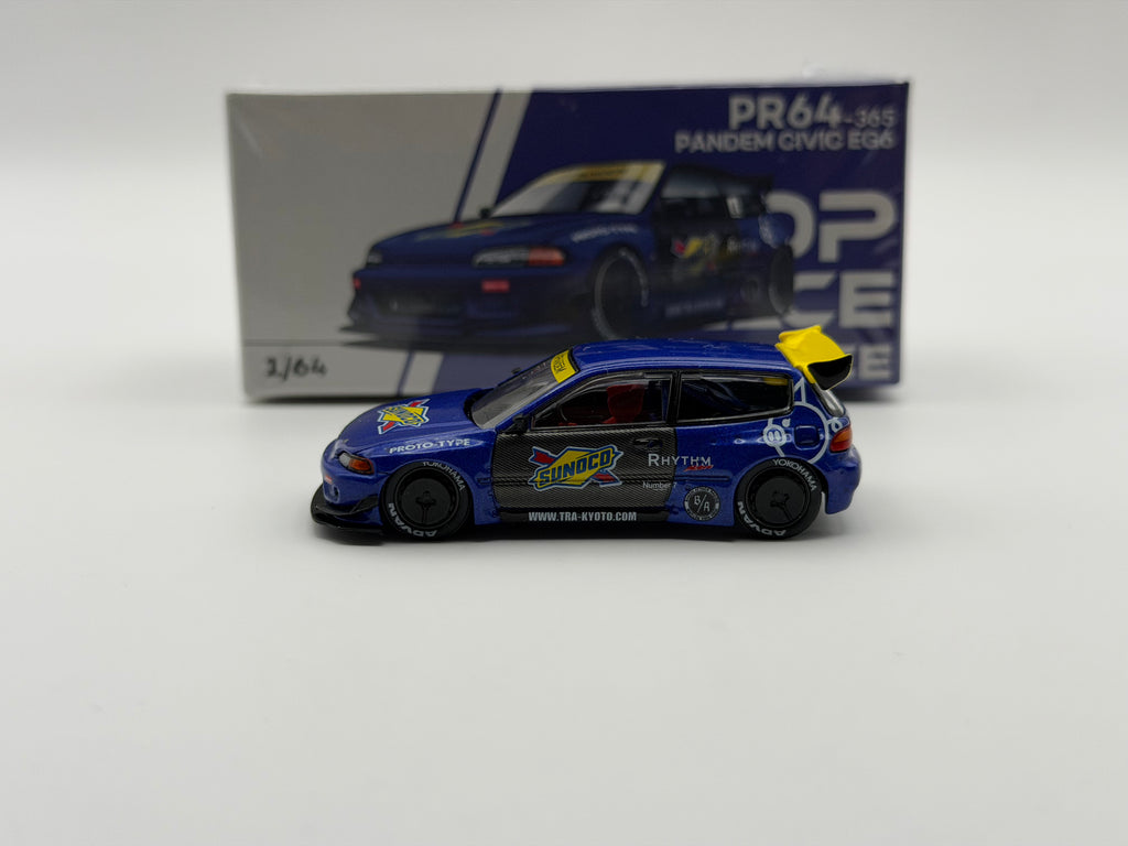 Pop Race 1:64 Honda Civic EG6 Pandem – Blue Sunoco
