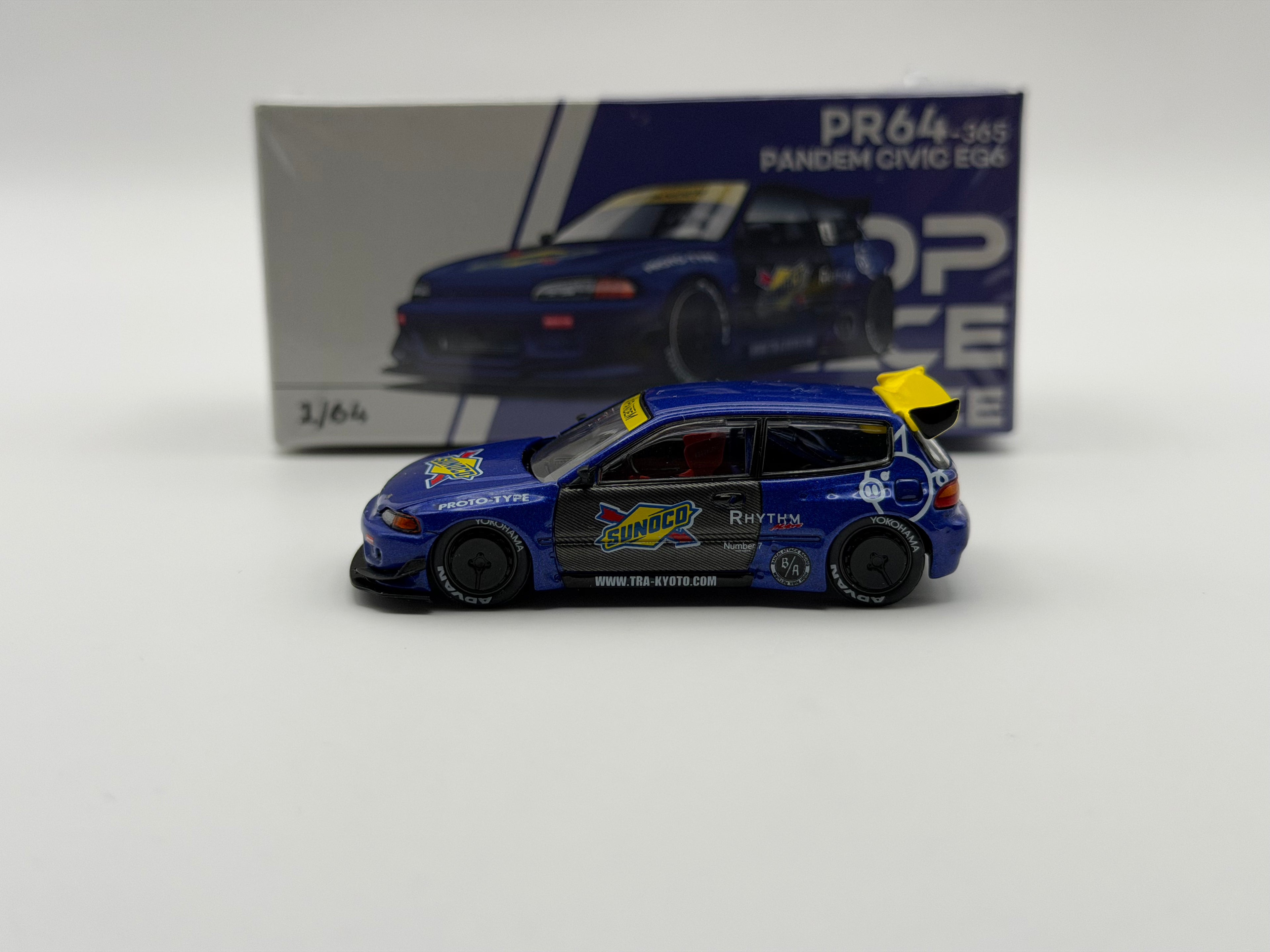 Pop Race 1:64 Honda Civic EG6 Pandem – Blue Sunoco