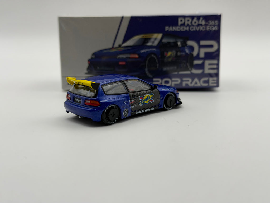 Pop Race 1:64 Honda Civic EG6 Pandem – Blue Sunoco