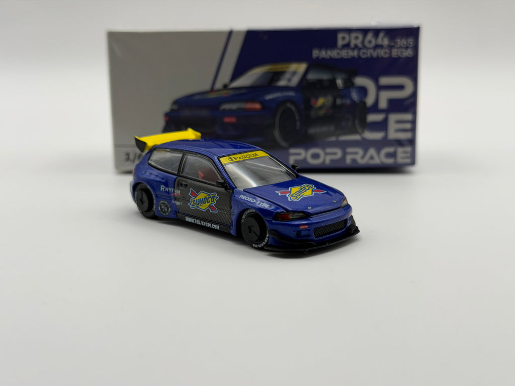 Pop Race 1:64 Honda Civic EG6 Pandem – Blue Sunoco