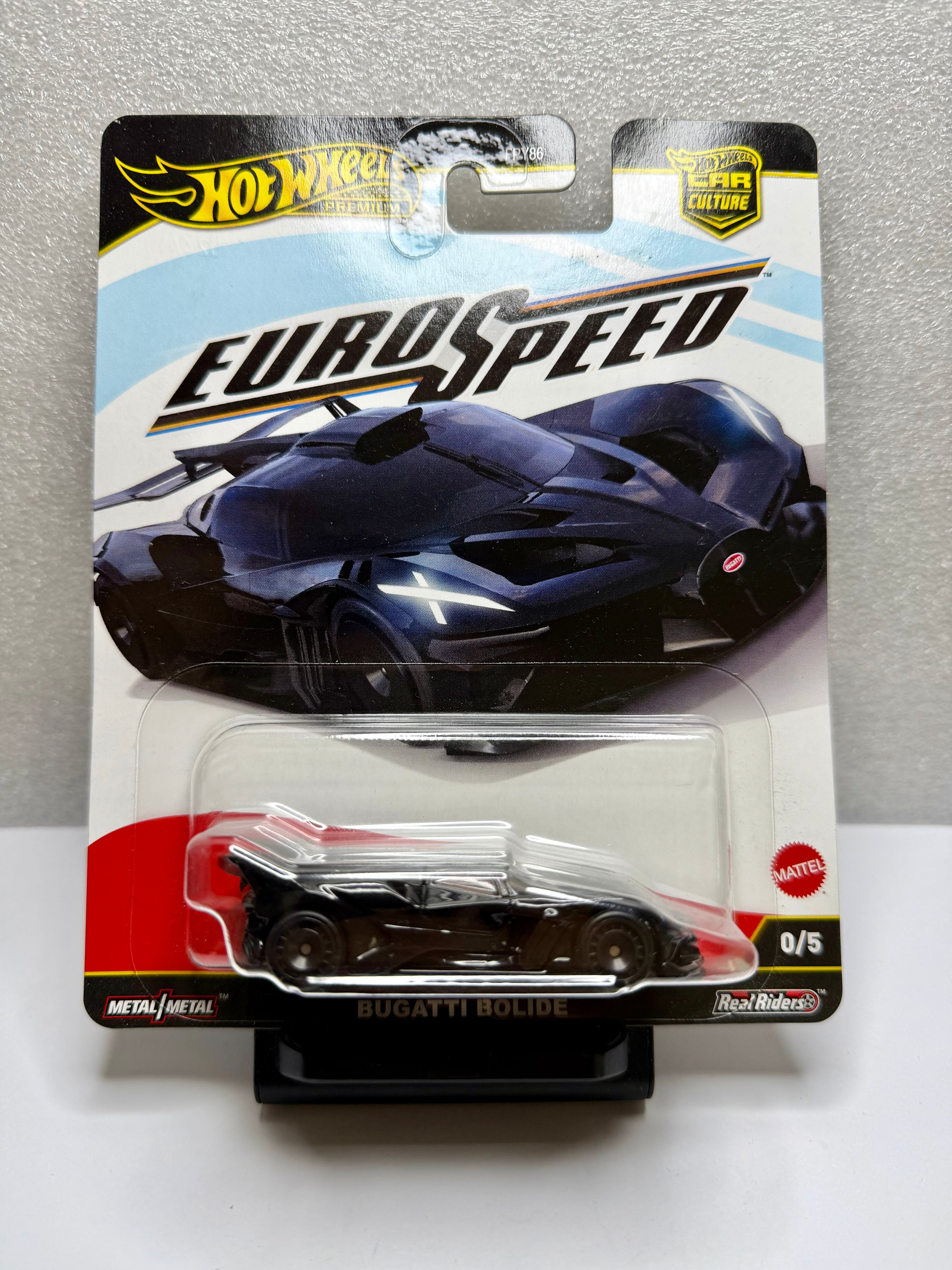 CHASE! Hot Wheels CAR CULTURE EURO SPEED #0/5 BLACK BUGATTI BOLIDE Wit Protector