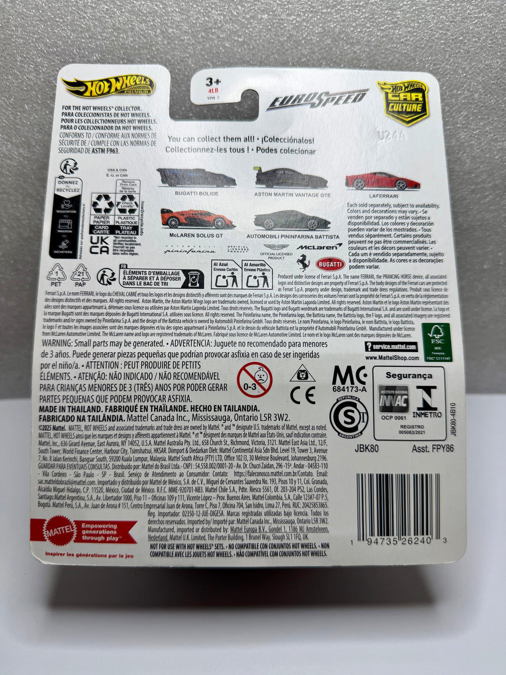 CHASE! Hot Wheels CAR CULTURE EURO SPEED #0/5 BLACK BUGATTI BOLIDE Wit Protector