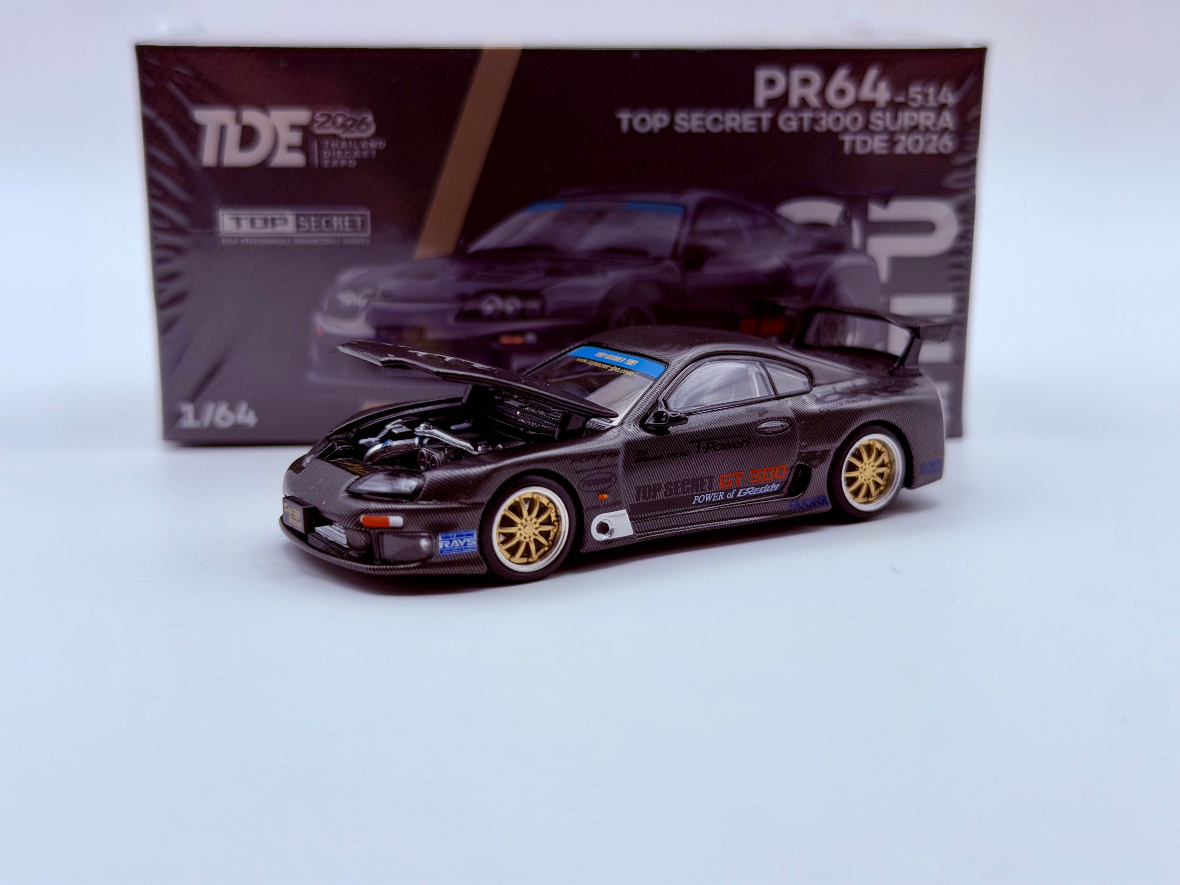 Pop Race 1:64 Toyota Supra Top Secret GT300 TDE 2026 - Carbon Black