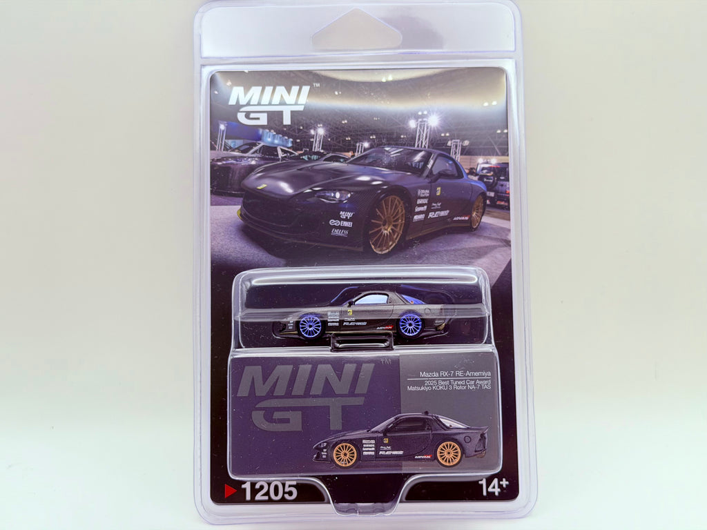 CHASE! Mini GT 1:64 Mazda RX-7 RE-Amemiya Matsukiyo KOKU 3 Rotor NA-7 TAS 2025 Best Tuned Car Award – Carbon #1205