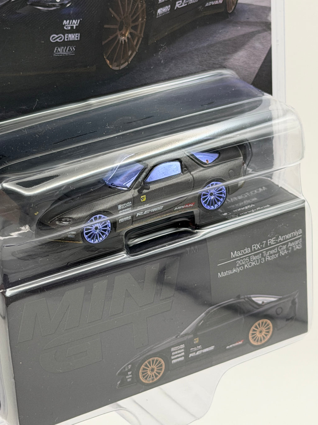 CHASE! Mini GT 1:64 Mazda RX-7 RE-Amemiya Matsukiyo KOKU 3 Rotor NA-7 TAS 2025 Best Tuned Car Award – Carbon #1205