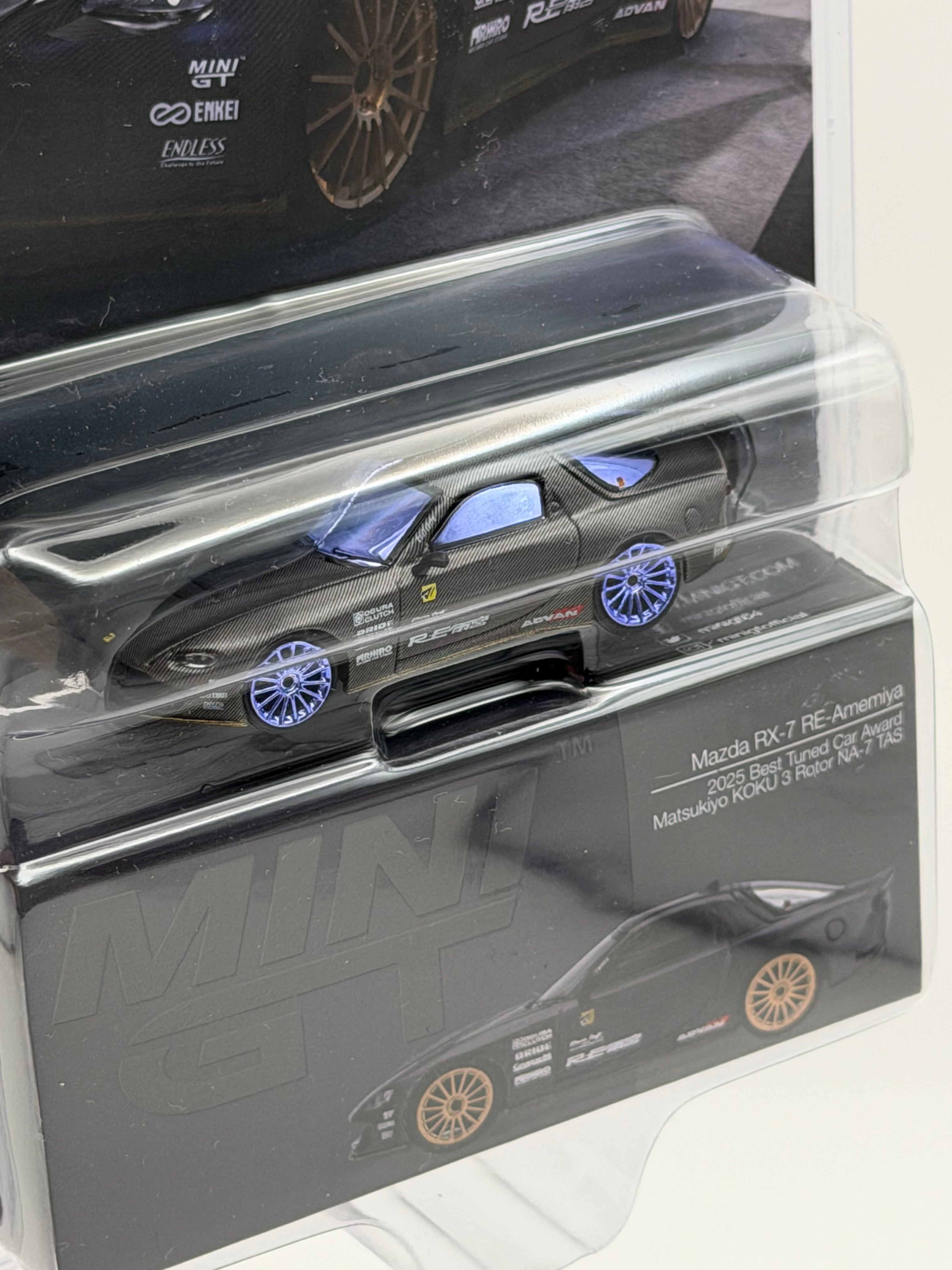 CHASE! Mini GT 1:64 Mazda RX-7 RE-Amemiya Matsukiyo KOKU 3 Rotor NA-7 TAS 2025 Best Tuned Car Award – Carbon #1205