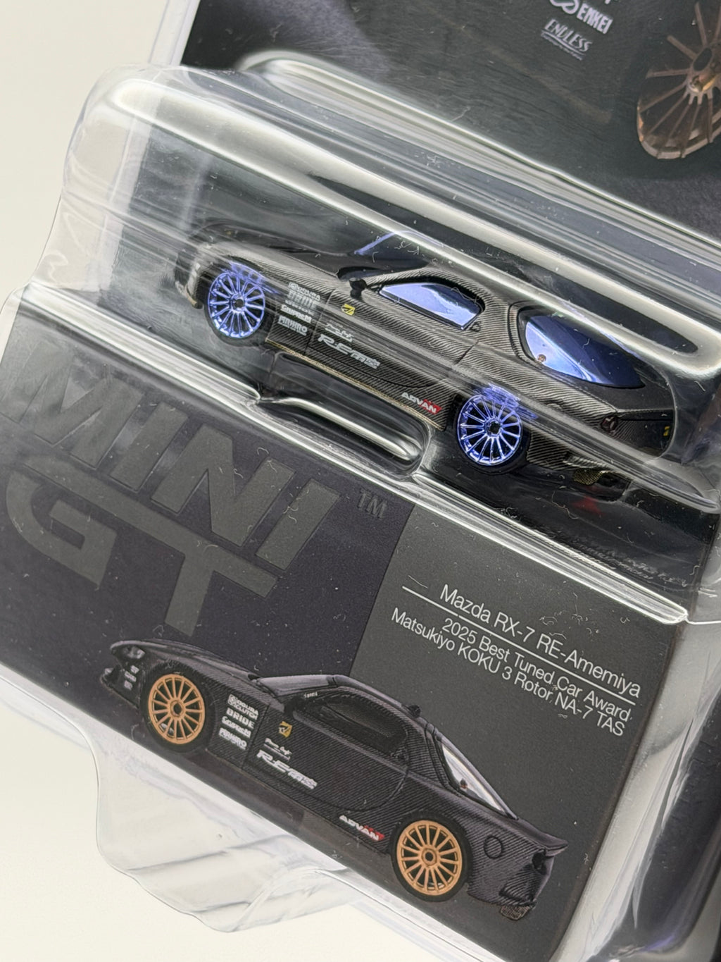 CHASE! Mini GT 1:64 Mazda RX-7 RE-Amemiya Matsukiyo KOKU 3 Rotor NA-7 TAS 2025 Best Tuned Car Award – Carbon #1205