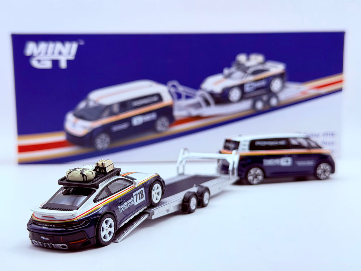Mini GT 1:64 Porsche 911 Dakar #718 / Volkswagen ID. Buzz Porsche Centrum Gelderland Roughroads Set