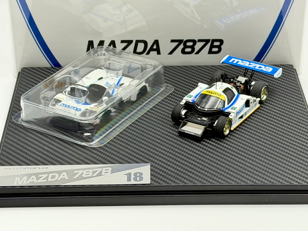 Motorhelix 1:64 Mazda 787B #18 White/Blue M60113