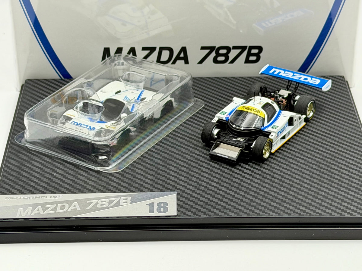 Motorhelix 1:64 Mazda 787B #18 White/Blue M60113