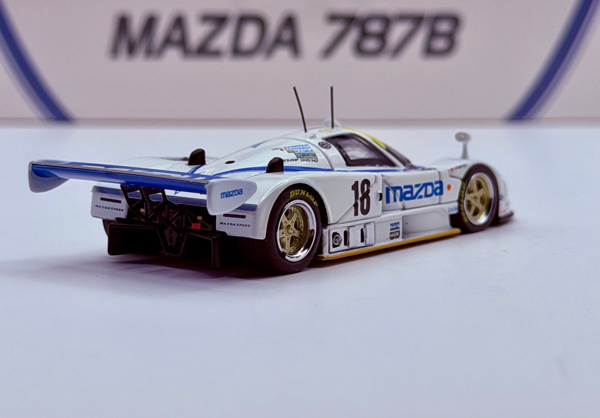 Motorhelix 1:64 Mazda 787B #18 White/Blue M60113
