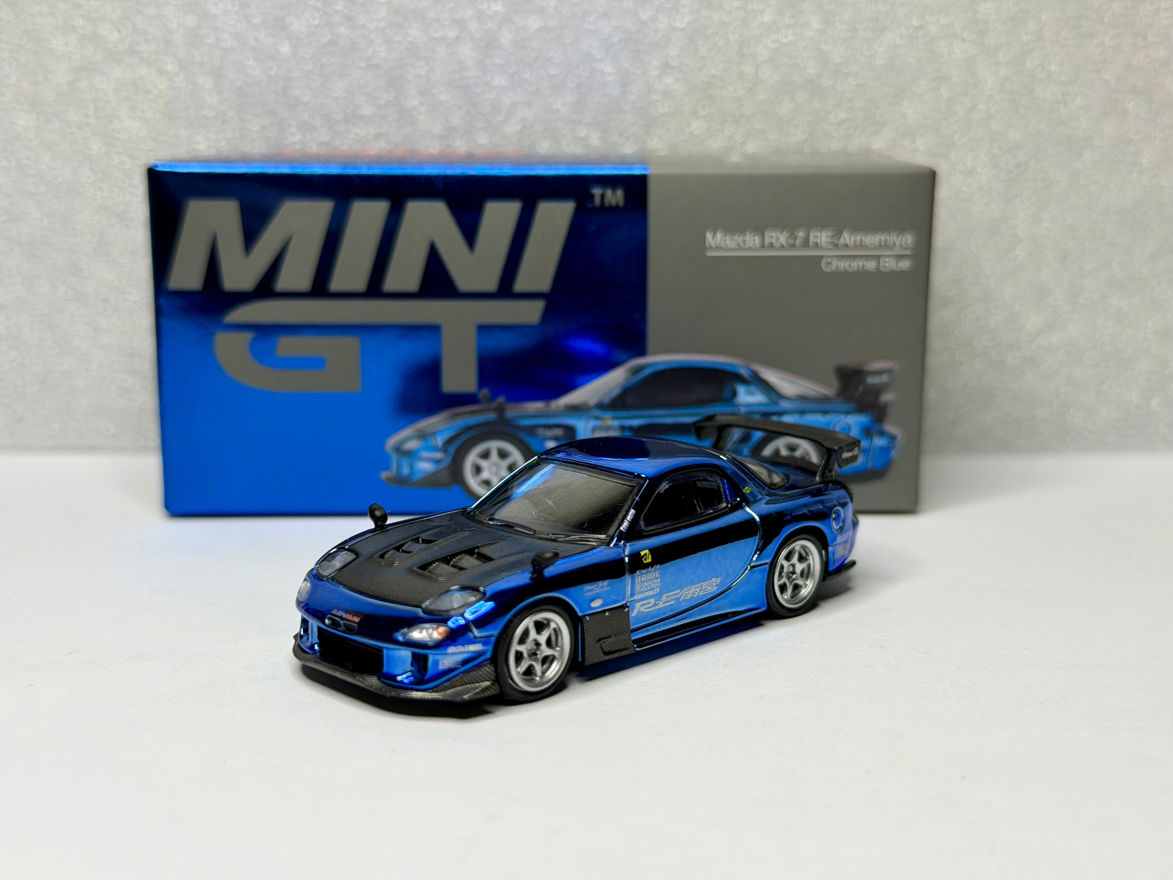 Mini GT 1:64 Mazda RX-7 RE-Amemiya Chrome Blue MDX Event Exclusive 2025 #1020 Opened