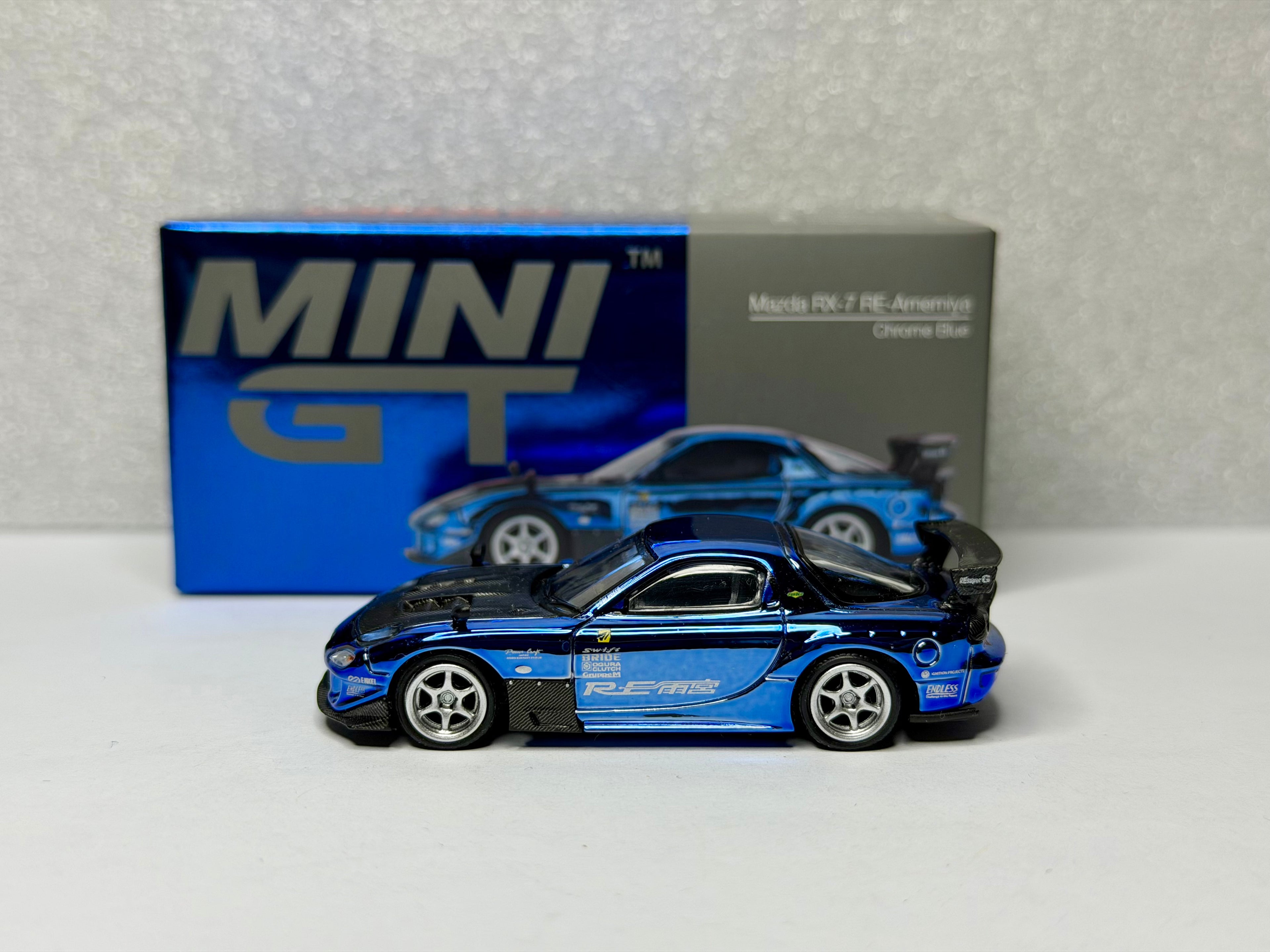 Mini GT 1:64 Mazda RX-7 RE-Amemiya Chrome Blue MDX Event Exclusive 2025 #1020 Opened