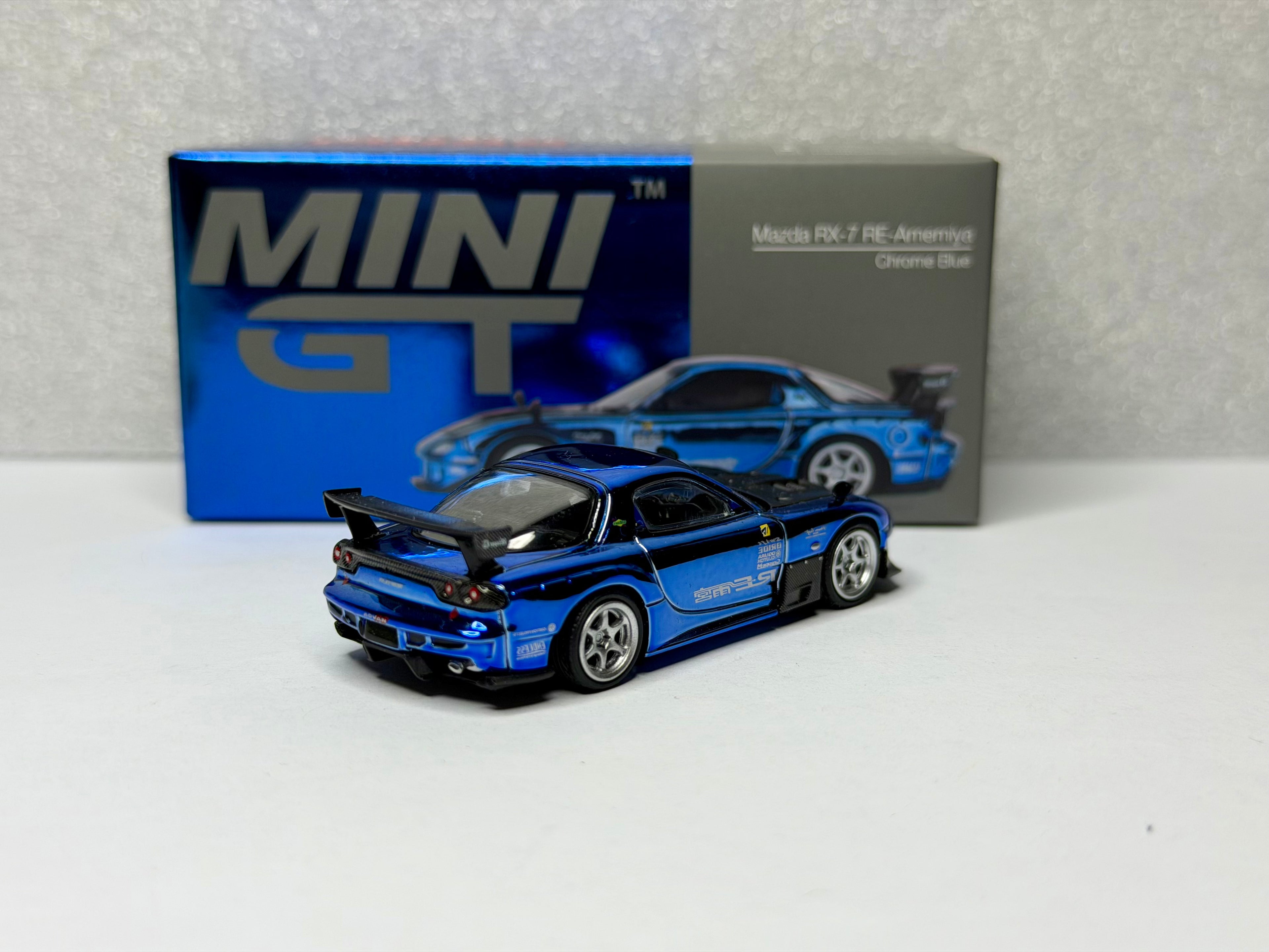 Mini GT 1:64 Mazda RX-7 RE-Amemiya Chrome Blue MDX Event Exclusive 2025 #1020 Opened