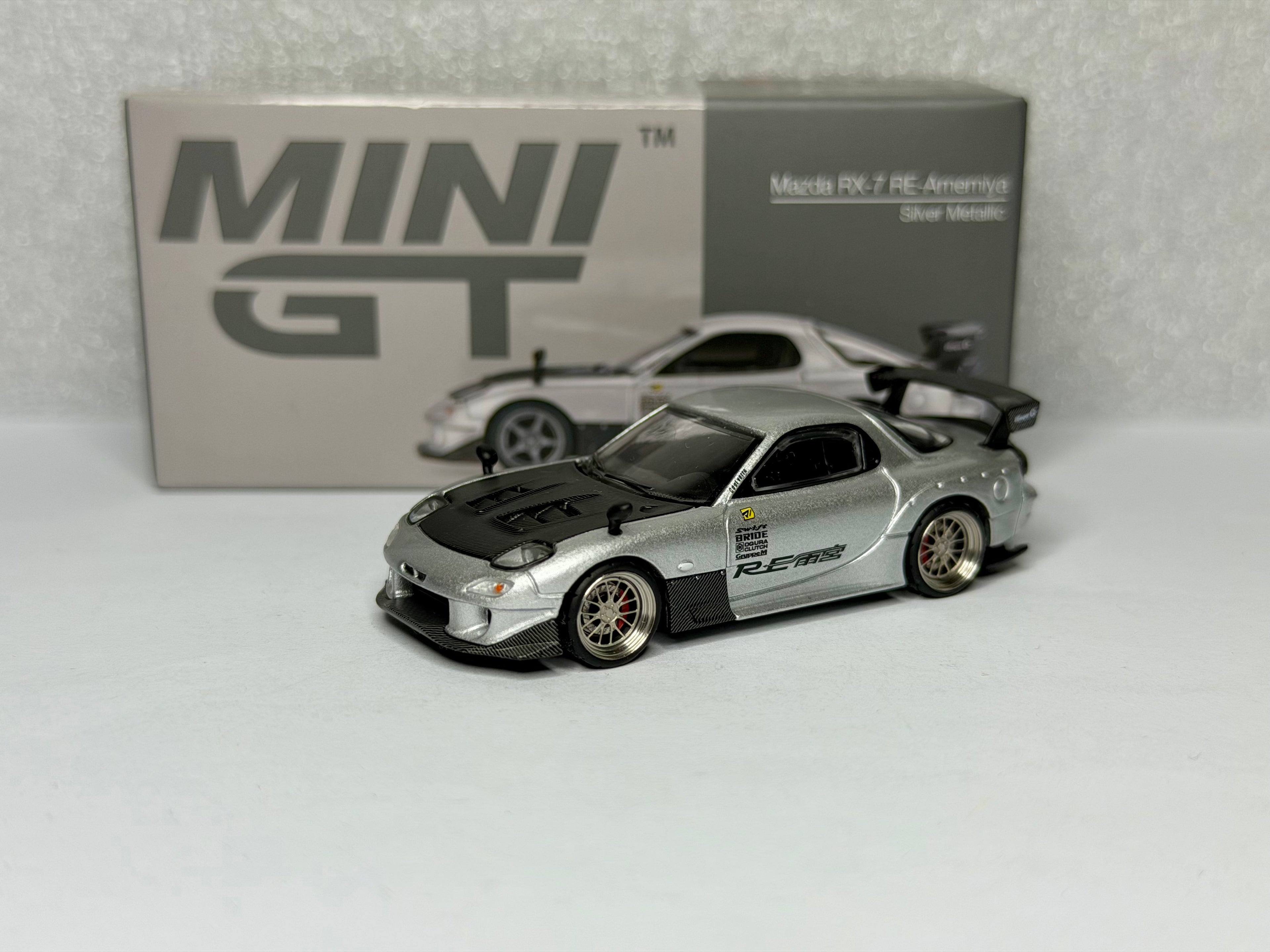 Mini GT 1/64 Mazda RX-7 RE-Amemiya Silver Metallic x LeftMart Modifications #1106