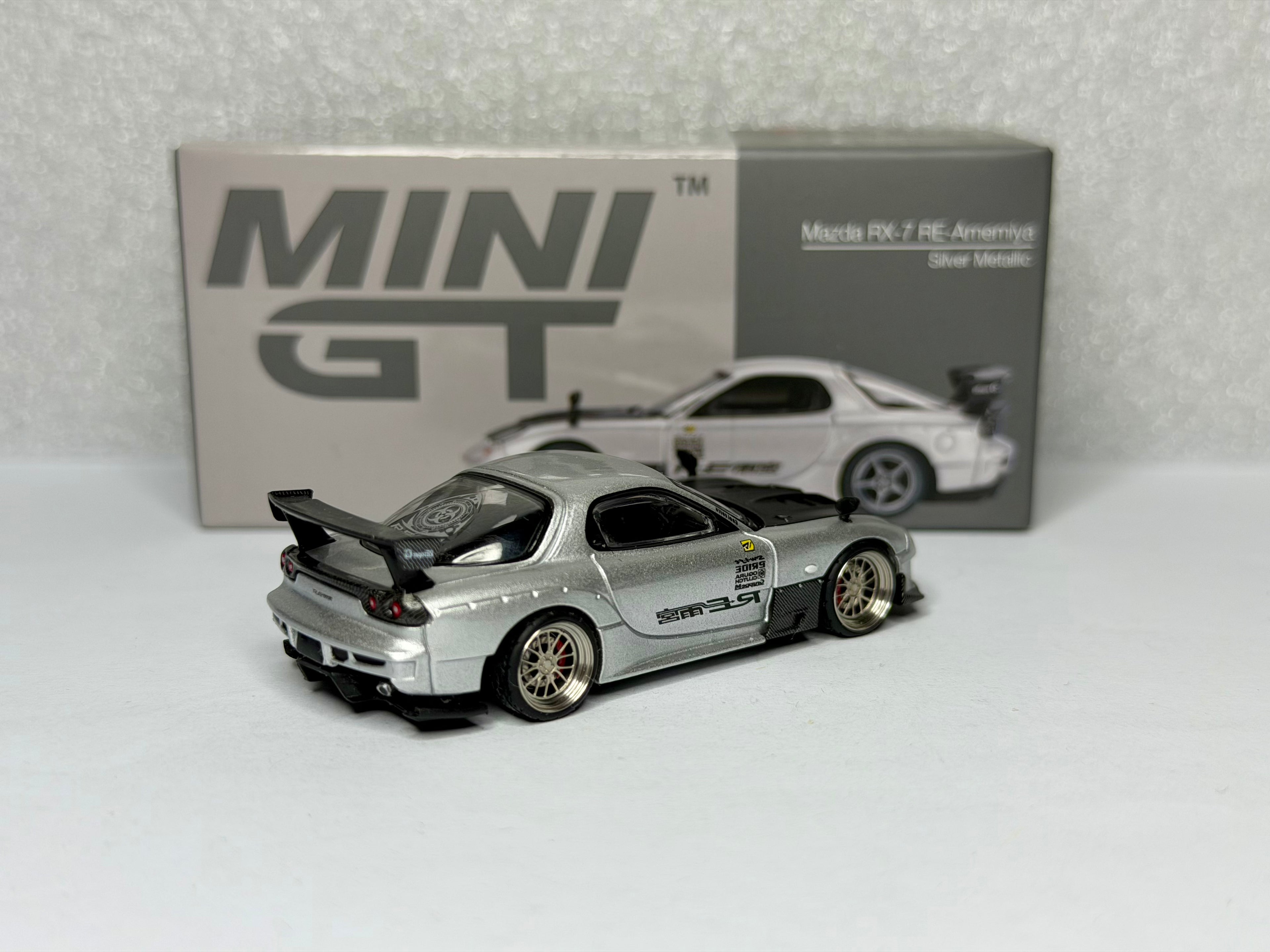Mini GT 1/64 Mazda RX-7 RE-Amemiya Silver Metallic x LeftMart Modifications #1106