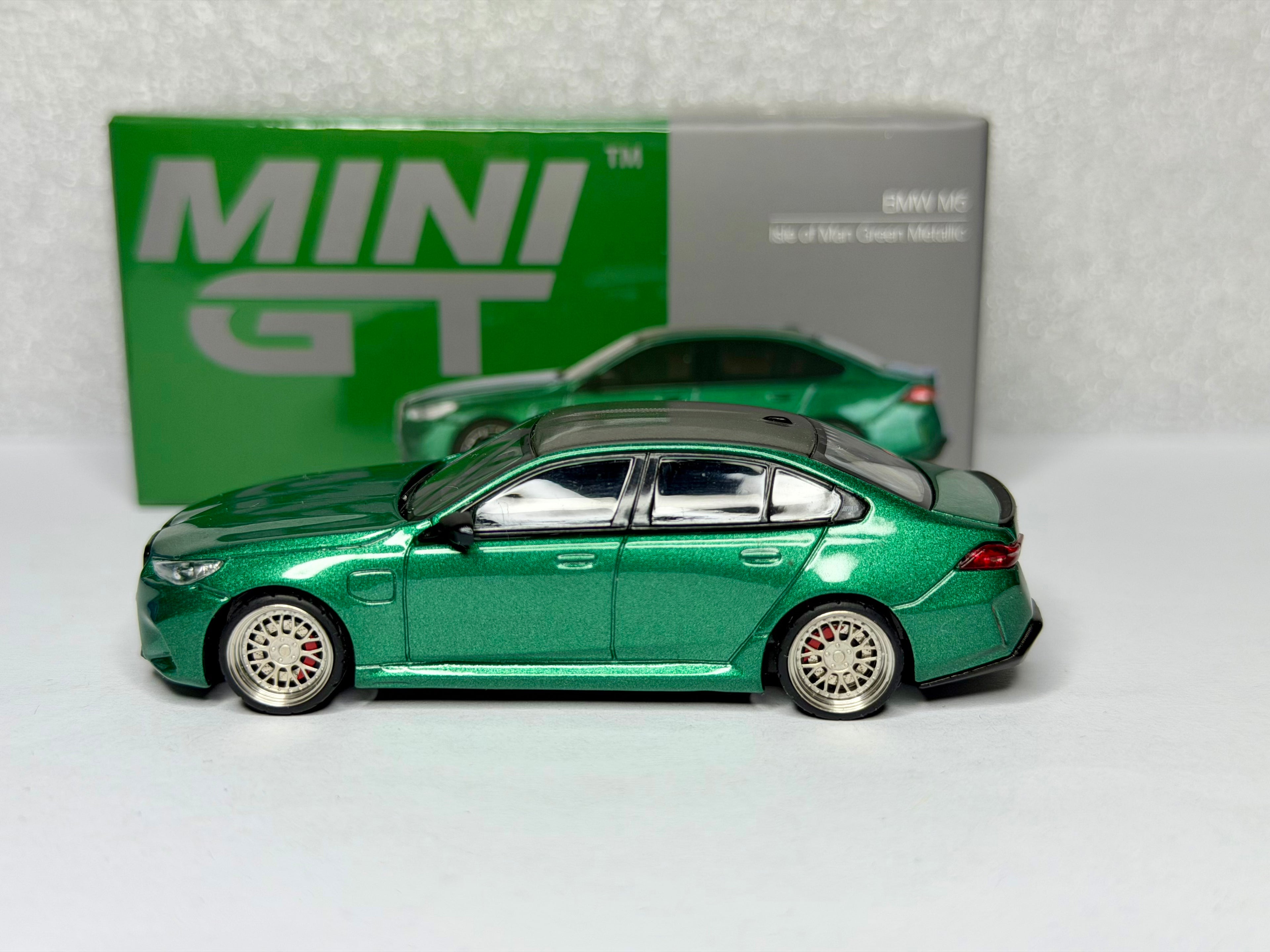 Mini GT 1/64 BMW M5 Isle of Man Green Metallic x LeftMart Modifications  #1086
