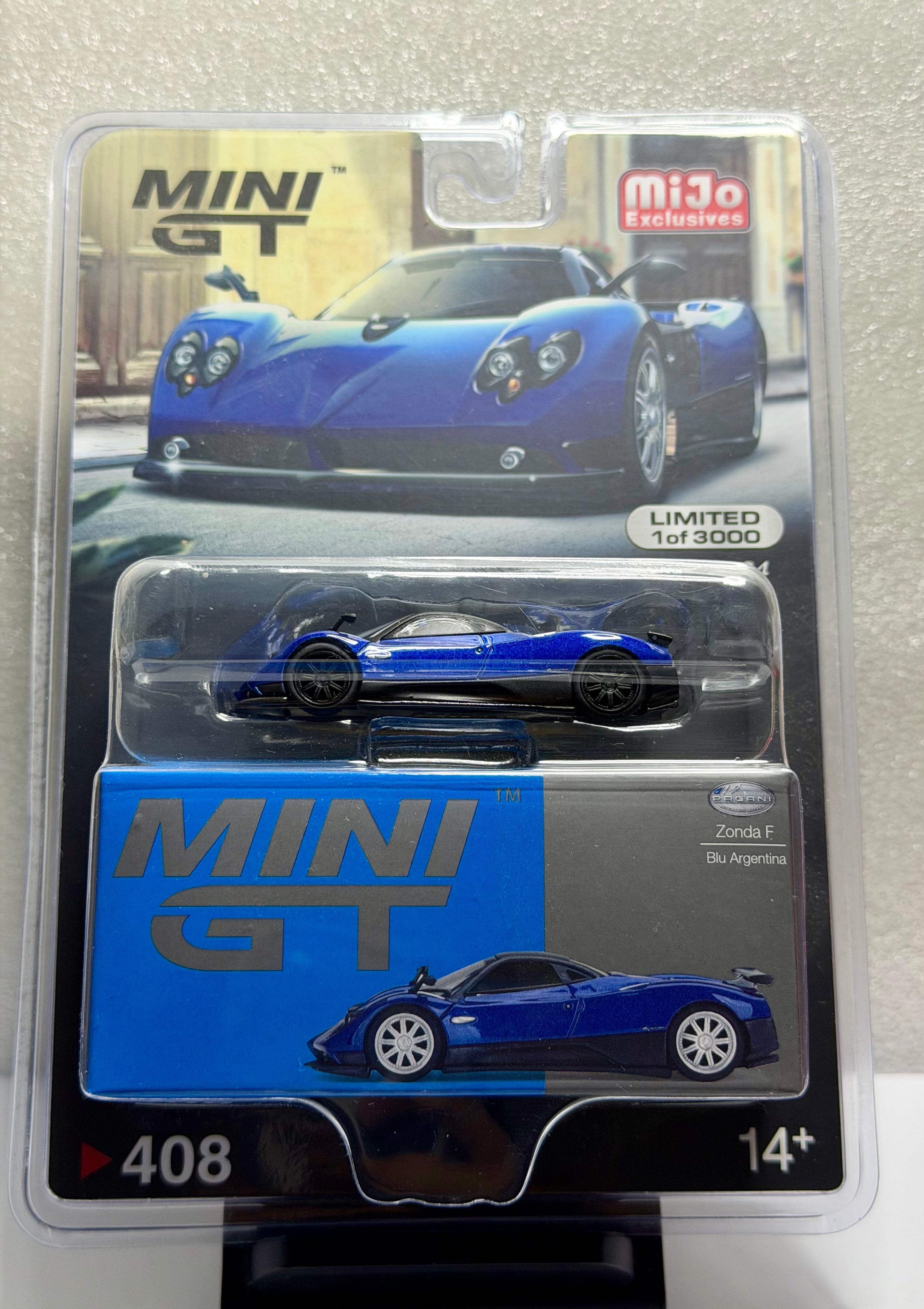 CHASE! Mini GT 1:64 Pagani Zonda F Blu Argentina #408