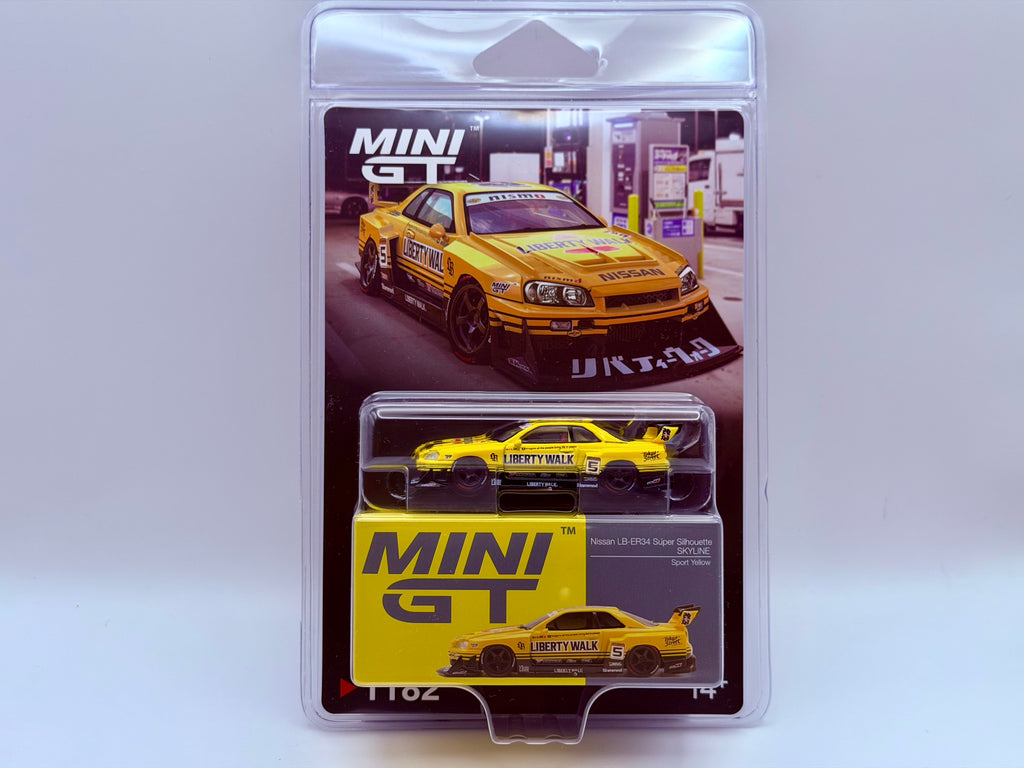 Mini GT 1:64 Nissan LB-ER34 Super Silhouette SKYLINE Sport Yellow #1182