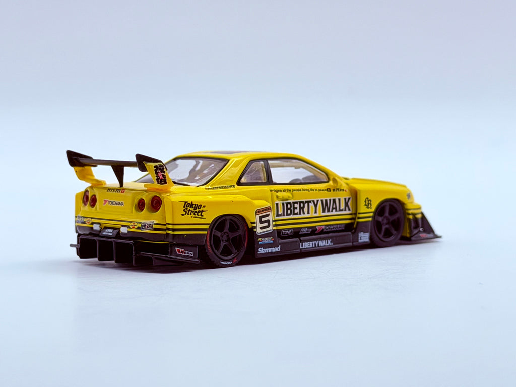 Mini GT 1:64 Nissan LB-ER34 Super Silhouette SKYLINE Sport Yellow #1182