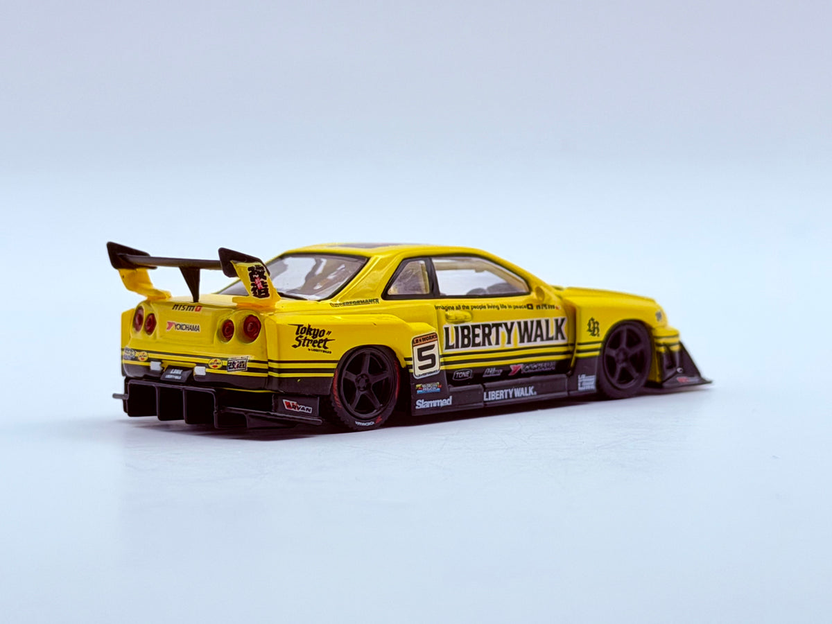 Mini GT 1:64 Nissan LB-ER34 Super Silhouette SKYLINE Sport Yellow #1182