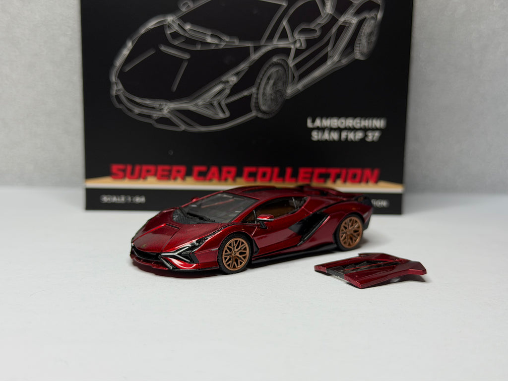 SALE! HUNG HING Toys 1/64 Lamborghini Sian FKP37 Red Heat-Deformed Plastic