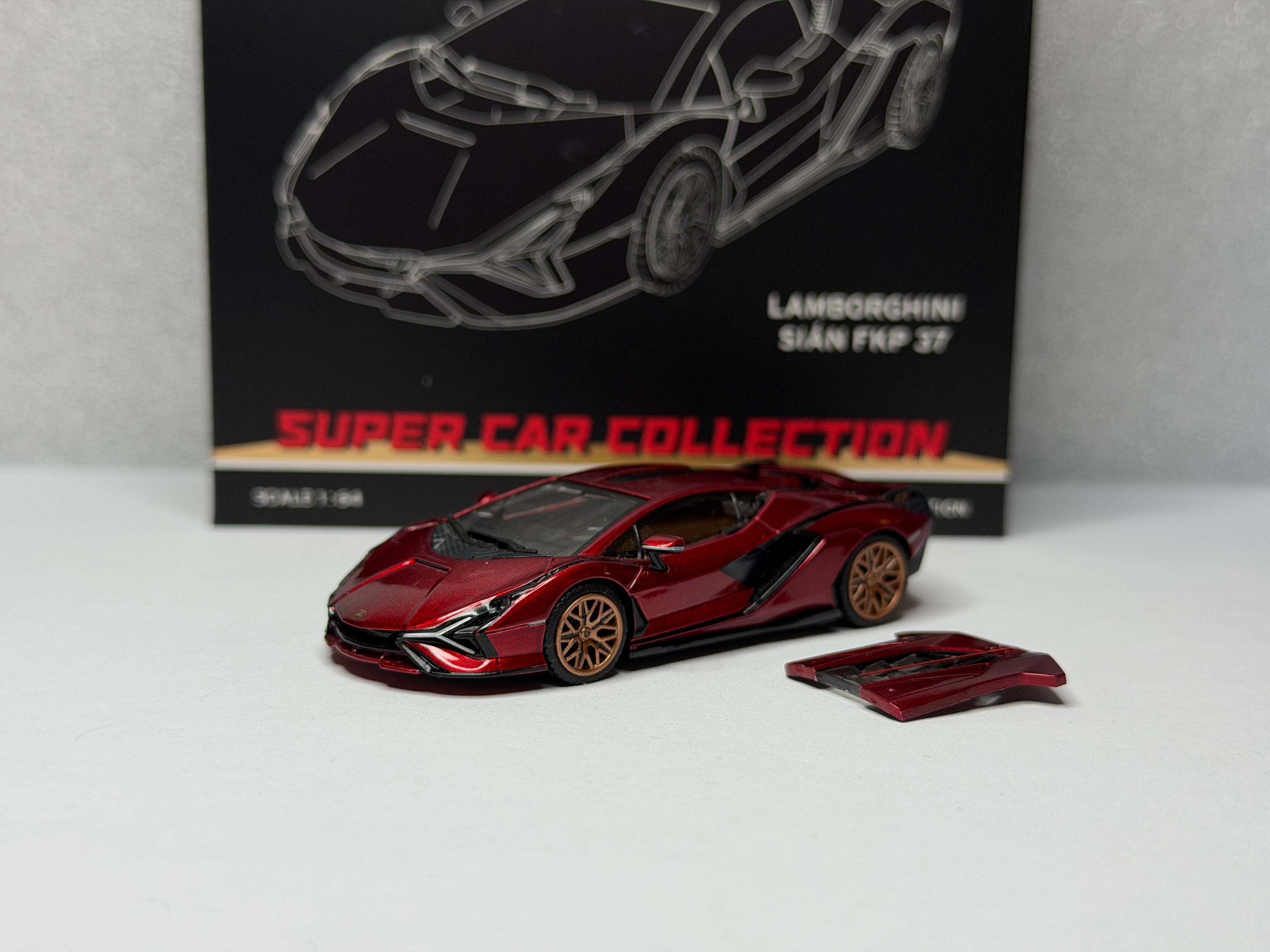 SALE! HUNG HING Toys 1/64 Lamborghini Sian FKP37 Red Heat-Deformed Plastic