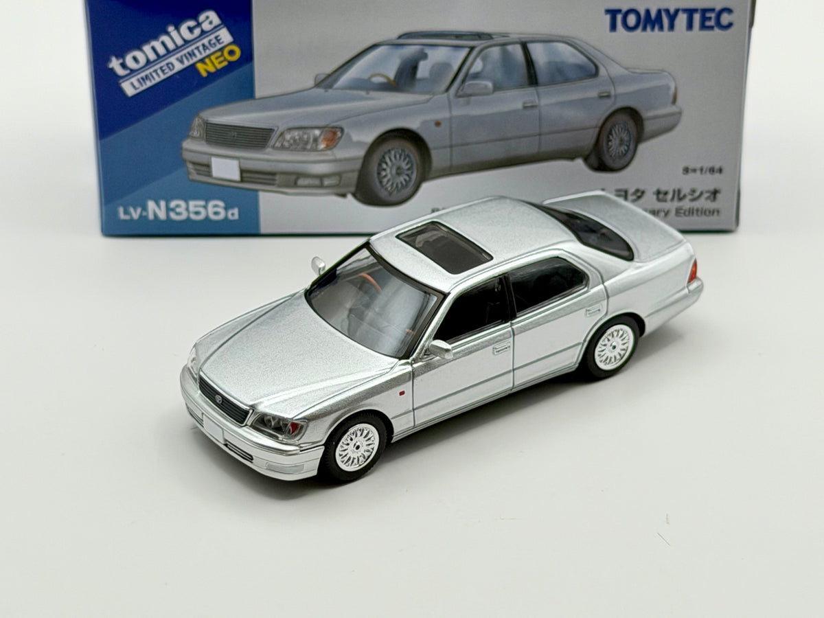 Tomica Limited Vintage NEO 1:64 LV-N356c/d Toyota Celsior C Specification 10th Anniversary Edition (White/Silver)