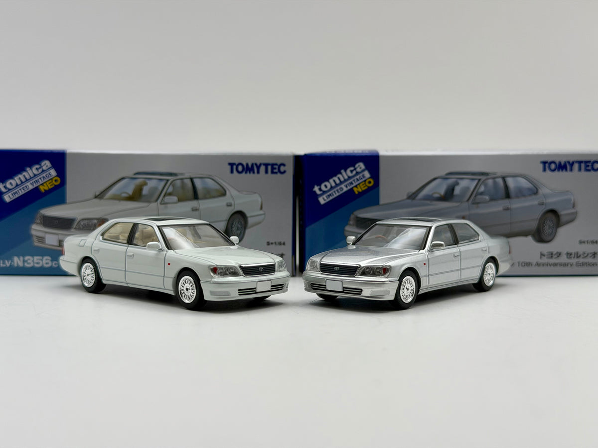 Tomica Limited Vintage NEO 1:64 LV-N356c/d Toyota Celsior C Specification 10th Anniversary Edition (White/Silver)