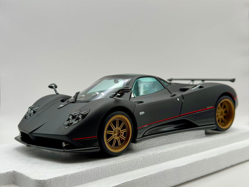 Almost Real 1:18 Pagani Zonda F 2005 Matt Carbon Black with Red Stripe