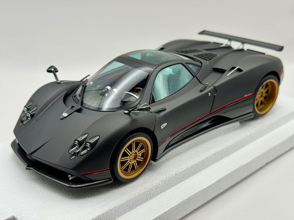 Almost Real 1:18 Pagani Zonda F 2005 Matt Carbon Black with Red Stripe