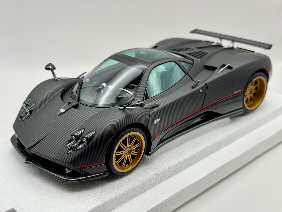Almost Real 1:18 Pagani Zonda F 2005 Matt Carbon Black with Red Stripe