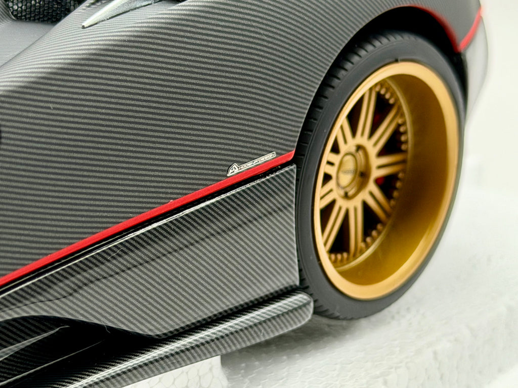 Almost Real 1:18 Pagani Zonda F 2005 Matt Carbon Black with Red Stripe
