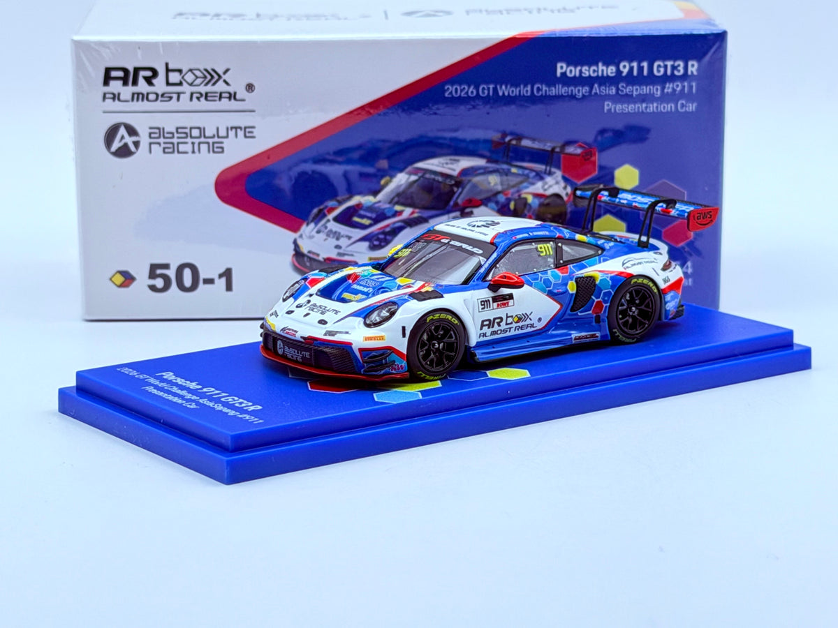 Almost Real 1:64 Porsche 911 GT3 R - 2026 GT World Challenge Asia Sepang #911 Presentation Car
