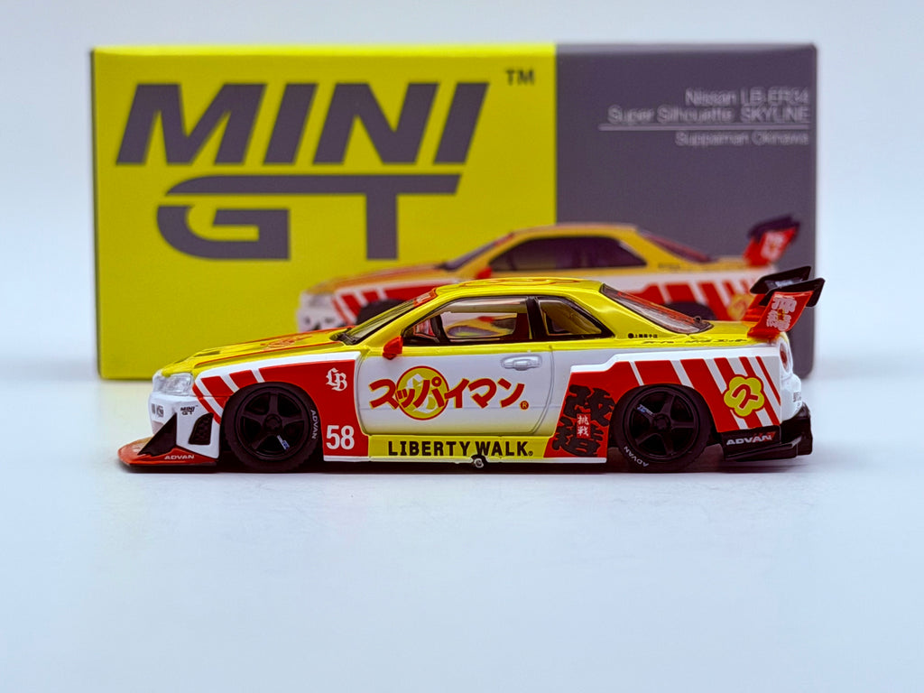 Mini GT 1:64 Nissan LB-ER34 Super Silhouette SKYLINE Suppaiman Okinawa #1204