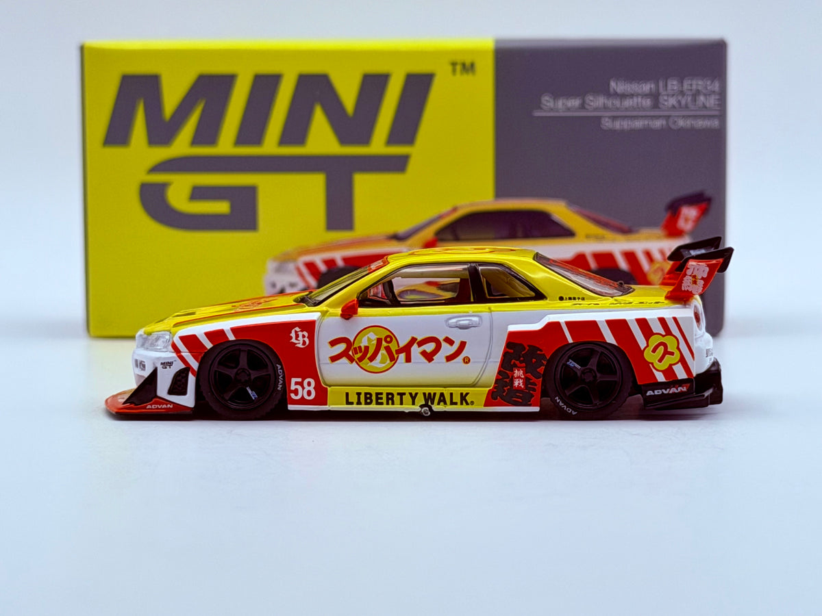 Mini GT 1:64 Nissan LB-ER34 Super Silhouette SKYLINE Suppaiman Okinawa #1204
